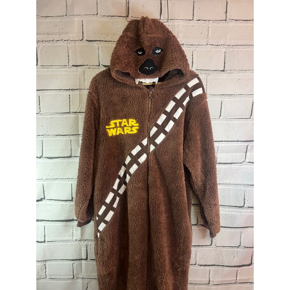 Star Wars Chewbacca Hooded Union Suit Mens M/L Cedar Wood State Brown Jumpsuit